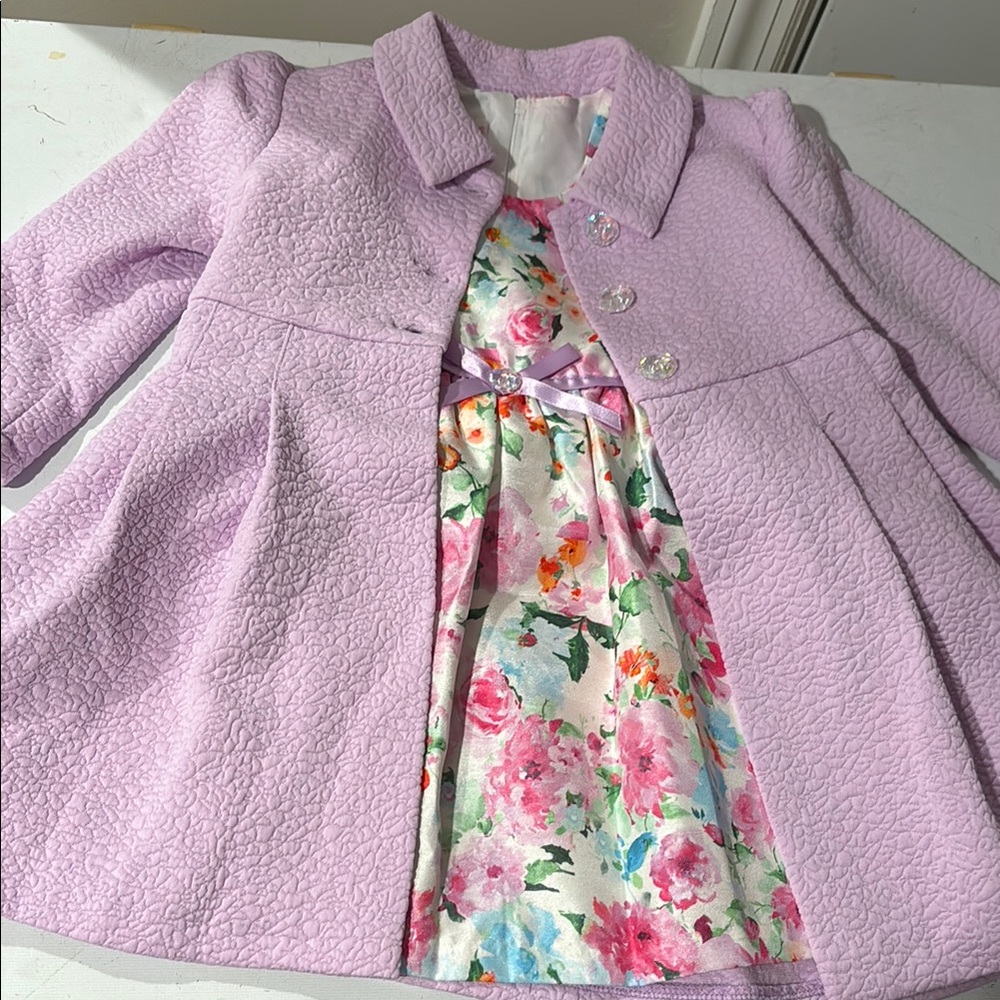Bonnie Baby Lavender Coat with Floral Dress